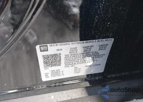 2026 Chevrolet Equinox Fwd Rs z USA, uszkodzony, nr VIN 3GNAXLEG4TL147007